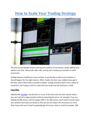 How to Scale Your Trading Strategy