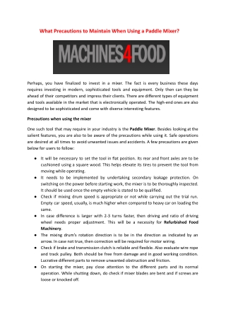 What Precautions to Maintain When Using a Paddle Mixer_.docx