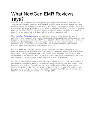 What NextGen EMR Reviews says