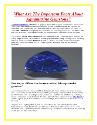 What Are The Important Facts About Aquamarine Gemstone