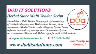 Online Best Herbal Store Multi Vendor System -  DOD IT SOLUTIONS