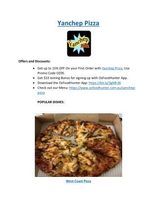 15% Off - Yanchep Pizza Delivery and takeaway menu,WA