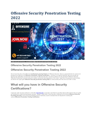 Offensive Security Penetration Testing 2022