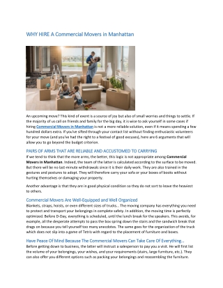 Commercial Movers in Manhattan