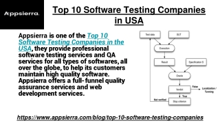 Top 10 Software Testing Companies in USA