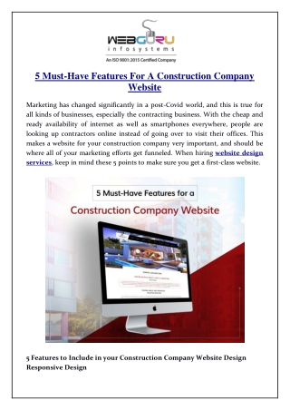 5 Must-Have Features For A Construction Company Website