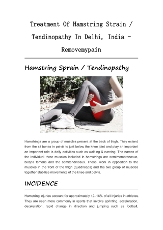 Treatment Of Hamstring Strain - Removemypain