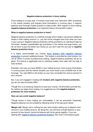 broker negative balance protection