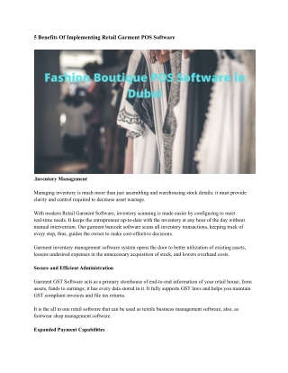 Fashion Boutique POS Software in Dubai