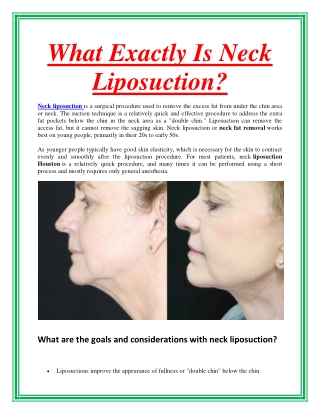 What Exactly Is Neck Liposuction