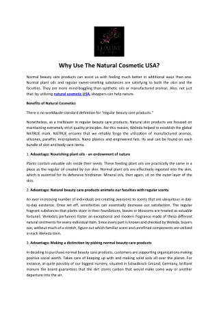 Why Use The Natural Cosmetic USA