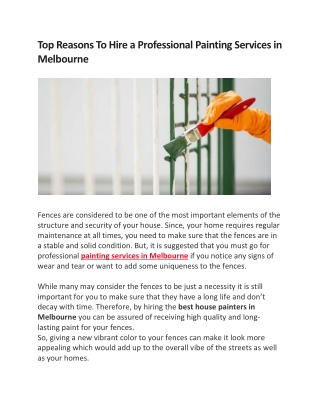 Professional painting services in Melbourne
