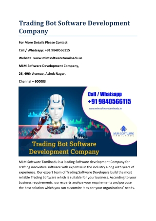 Trading Bot Software Development Company