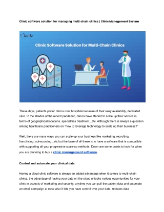 Clinic software solution for managing multi-chain clinics _ Clinic Management System