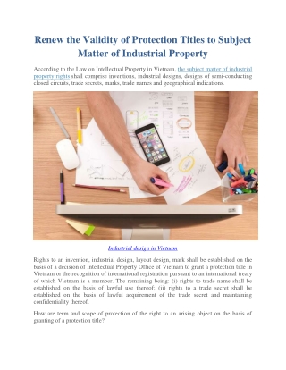 Renew the Validity of Protection Titles to Subject Matter of Industrial Property