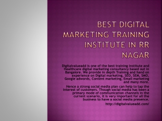 Best Digital Marketing Training Institute in Rr pptx