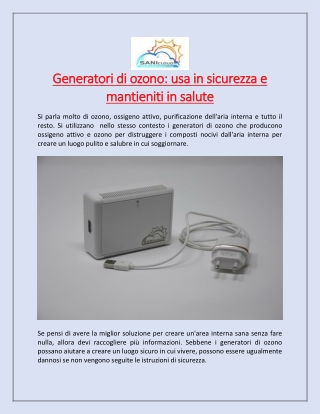 Generatori di ozono: usa in sicurezza e mantieniti in salute