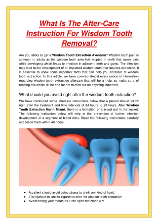 What Is The After-Care Instruction For Wisdom Tooth Removal