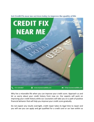Get Credit Fix near me services today to improve the quality of life