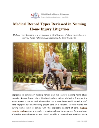 Medical Record Types Reviewed in Nursing Home Injury Litigation