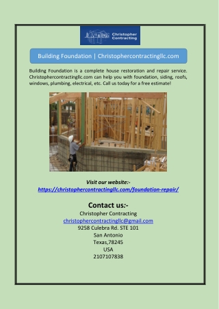 Building Foundation | Christophercontractingllc.com