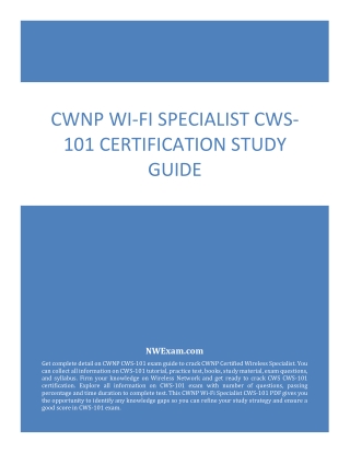 Latest CWNP Wi-Fi Specialist CWS-101 Certification Study Guide