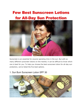 best sunscreen lotions