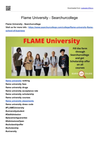 Flame University - Searchurcollege