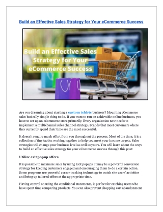 Build an Effective Sales Strategy for Your eCommerce Success