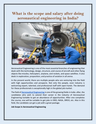 What is the scope and salary after doing aeronautical engineering in India