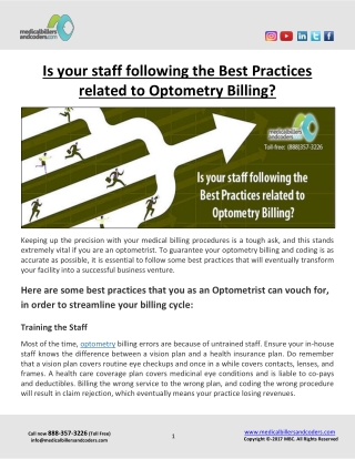 Is your staff following the Best Practices related to Optometry Billing?
