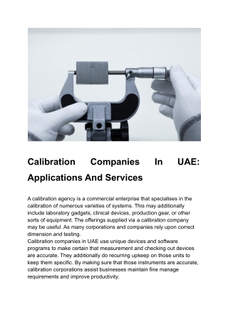 Calibration Companies In UAE_ Applications And Services