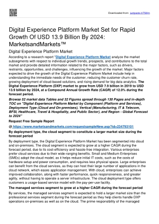 Digital Experience Platform Market Surge Valuation Of USD 13.9 billion By 2024