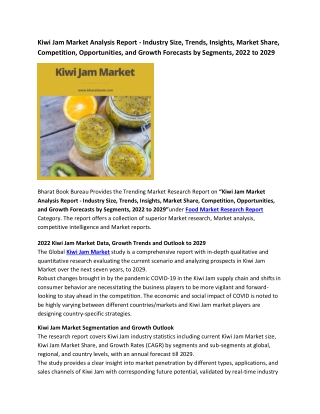 Global Kiwi Jam Market Research Report 2022-2029
