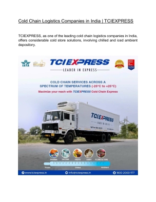 Best Logistics Company in India  | TCIEXPRESS