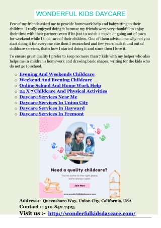 Daycare Services In Union City