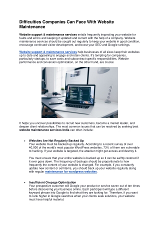 Difficulties Companies Can Face With Website Maintenance