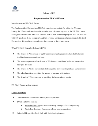 Preparation for FE Civil Exam