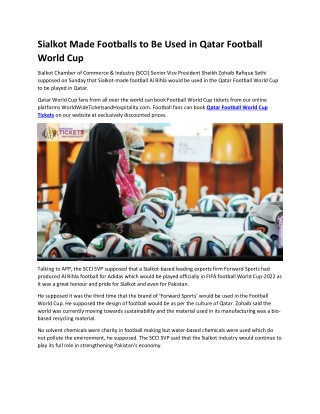 Sialkot Made Footballs to Be Used in Qatar Football World Cup
