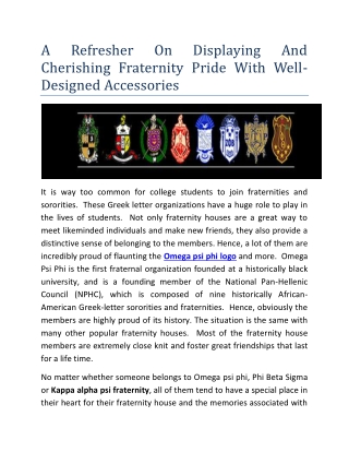 A Refresher On Displaying And Cherishing Fraternity Pride With Well-Designed Acc