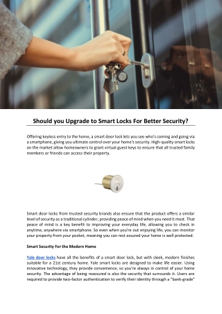 Should you Upgrade to Smart Locks For Better Security