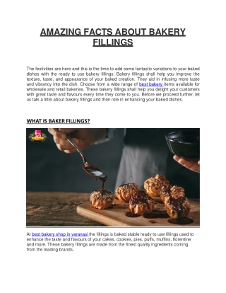 AMAZING FACTS ABOUT BAKERY FILLINGS