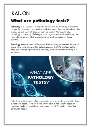 What are pathology tests