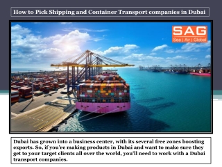 How to Pick Shipping and Container Transport companies in Dubai