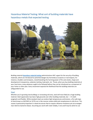 Hazardous Material Testing
