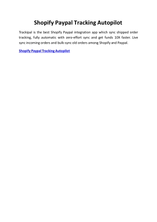 Shopify Paypal Tracking Autopilot