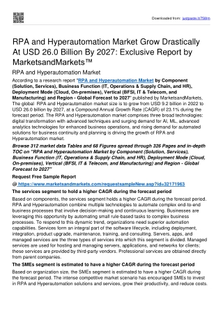 RPA and Hyperautomation Market Set to Witness an Uptick Size USD 26.0 billion