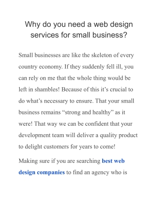 Why do you need a web design services for small business?
