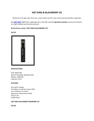 IGET KING - IGET king 2600 puffs | E-cigarette Australia - IGETVAPE