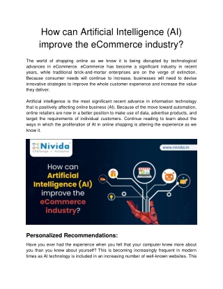How can Artificial Intelligence (AI) improve the eCommerce industry